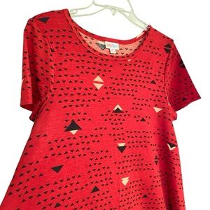 LULAROE Carly Dress Red Geometric High Low Hem Size SMALL